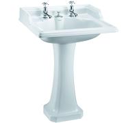 Burlington Classico Quadrato 65cm Lavabo Con Invisibile Traboccamento/Rifiuti &