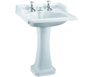 Burlington Classico Quadrato 65cm Lavabo Con Invisibile Traboccamento/Rifiuti &