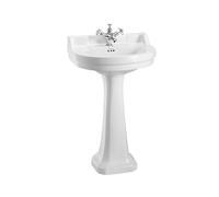 Burlington Edwardian 56cm Medio Rotondo Lavabo E Piedistallo Con/Senza Telo