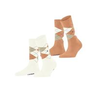 Burlington Everyday Argyle W So cotone fantasia 2 paires, Calzini Donna, Bianco Off-White 2040, 36-41