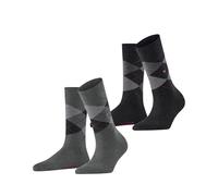 Burlington Everyday Argyle W So cotone fantasia confezione di 2 paia, Calzini Donna, Grigio Light Grey Melange 3390, 36-41