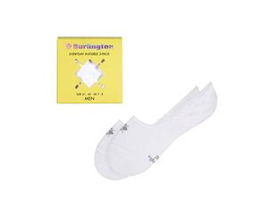 Burlington Everyday Box Multipack M In cotone invisibili tinta unita confezione di 2 paia, Calzini fantasmini Uomo, Bianco White 2000, 45-46
