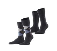 Burlington Everyday Mix Multipack M So cotone fantasia confezione di 2 paia, Calzini Uomo, Grigio Anthracite Melange 3081, 40-46