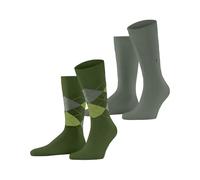 Burlington Everyday Argyle Mix 2-Pack Uomo Calze in morbido cotone pettinato fir green (7656), 40-46