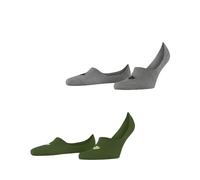 Burlington Everyday Multipack M In cotone invisibili tinta unita confezione di 2 paia, Calzini fantasmini Uomo, Verde Forest 7657, 43-44