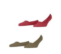 Burlington Everyday Multipack W In cotone invisibili tinta unita confezione di 2 paia, Calzini fantasmini Donna, Rosso Coral Red 8542, 37-38