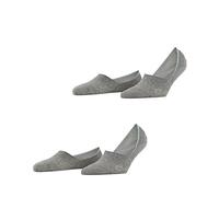 Burlington Everyday Multipack W In cotone invisibili tinta unita confezione di 2 paia, Calzini fantasmini Donna, Grigio Light Grey 3400, 35-36