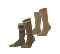 Burlington Everyday Stripe 2-Pack Uomo Calze in morbido cotone pettinato brown sugar (5152), 40-46