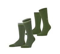 Burlington Everyday Stripe 2-Pack Uomo Calze in morbido cotone pettinato fir green (7656), 40-46