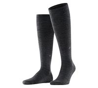 Burlington Leeds M KH Cotone Lana al Ginocchio Tinta Unita 1 Paio Calzini Lunghi, Grigio (Asphalt Melange 3180), 40-46 Uomo