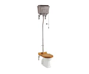 Burlington Toilette High Level, Cromo Lucido, Alluminio Spazzolato