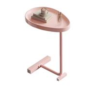 BURLOE Tavolo Laterale A Forma di C, Tavolo delle Uova Ovale Divano Tavolino Piccolo sotto Il Comodino per Soggiorno da Letto per Camera da Letto,Rosa