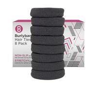 Burlybands Elastici Capelli Donna, Scrunchies per Capelli Spessi, Folti o Ricci - Non Scivola e Non Danneggia i Capelli, Senza Cuciture - Fermacoda per Capelli da Donna (Grigio scuro, 8 Pezzi)