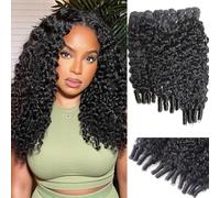 Burmese Curly Bundles Human Hair 3 Bundles 14 16 18 Inch Water Wave with Spiral Curly Human Hair Extensions 100% Unprocessed Brazilian Virgin Remy Hair Bundles