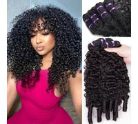 Burmese Curly Human Hair Bundles 20 22 24 Inch 100% Unprocessed Virgin Curly Weave Bundle Real Human Hair Extensions 12A Raw Burmese Wave Hair Bundles with Spiral Curls Natural Color (300g)