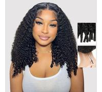 Burmese Curly - Parrucca per capelli umani 9 x 6 glueless parrucca umano con arricciature a spirale, 220 densità Drawstring Pre Plucked Pre Cut Wear and Go HD con chiusura in pizzo per donne nere 30