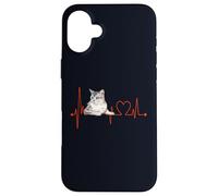 Burmilla Cat Heartbeat ECG divertente I Love My Cat Custodia per iPhone 16 Plus