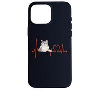 Burmilla Cat Heartbeat ECG divertente I Love My Cat Custodia per iPhone 16 Pro Max