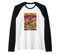Burmzilla Burmese Cat - Catzilla Mostro Film Parodia Maglia con Maniche Raglan