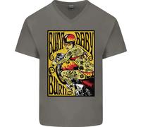 Burn Baby Burn Maglietta In Cotone V-Neck Da Uomo Per Biker E Motociclette
