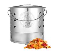 Burn Barrel - 10.24x10.24 pollici di carta in acciaio inossidabile per bruciatura della spazzatura, smaltimento dei detriti con maniglia di trasporto, canna tradizionale per foglie di denaro, argento,