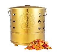 Burn Barrel - 26x26x29cm Garden Incinerator, Stainless Steel Paper Burn Bucket, Incinerator Bin With Attached Carry Handle | Traditional Auspicious Barrel For Debris, Wood, Trash, Leaves