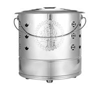 Burn Barrel, D-Ureat, in acciaio inossidabile, Can di inceneritore in metallo, gabbia per inceneritore in acciaio inossidabile con coperchio, fori di ventilazione per foglie di spazzatura in legno di