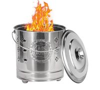 Burn Barrel, Fire Barrel, Portable Stainless Cage, Secure Lid, Hook and Liner, Ideal for Patio, Garden, Balcony, Deck, Beach, Camping, Cooking Wood, Fallen Leaves, 10.24x11.42in
