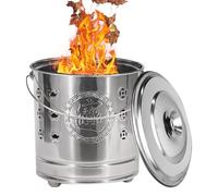 Burn Barrel, Portable Stainless Steel Fire Cage With Lid, Hook And Liner, Safe Outdoor Use On Patio, Garden, Balcony, Beach, Deck, Camping, Wood, Leaves, 10.24x10.24x11.42 In