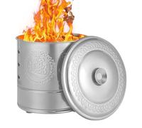 Burn Barrel - Secchio di carta Burn in acciaio inossidabile con manico di trasporto per un uso sicuro esterno | Design in metallo resistente al calore, tradizionale canna di buon auspicio per la spazz