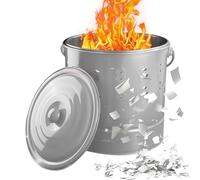 Burn Cage - Secchio della spazzatura in acciaio inox con coperchio, bruciatore per banconote, camini a legna, campeggio, falò, giardinieri, fattoria, giardino, balcone, portico, paesaggisti