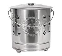 Burn Can for Paper, Burn Pit, Portable Stainless Cage with Lid Fire Hook And Liner Safe, for Patio, Garden, Balcony, Deck, Beach, Camping, Cooking, Wood, Garbage, Fallen, Leaves, 26x26x29cm