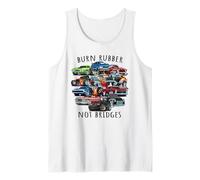 Burn Rubber Not Bridges divertente cartone animato Cars design Canotta