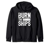 Burn the Ships Patriotic Fourth of July Freedom Felpa con Cappuccio