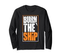 Burn the Ships Patriotic Fourth of July Freedom Maglia a Manica