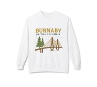 Burnaby - Felpa girocollo in pile accogliente, regalo British Columbia, abbigliamento casual, souvenir da viaggio, abbigliamento per amanti della natura, Bianco, L