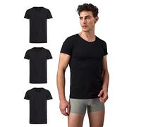 Burnell & Son Maglietta da uomo, con scollo rotondo, da uomo, elasticizzata, a maniche corte, in cotone, basic slim fit, 3 x nero, 3XL