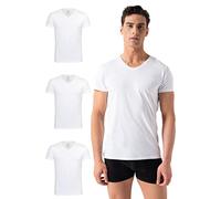 Burnell & Son Maglietta da uomo, confezione da 3 pezzi, con scollo a V, da uomo, elasticizzata, a maniche corte, in cotone, basic slim fit