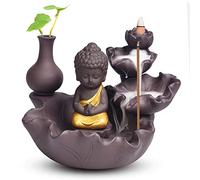 Burner - Bruciatore per incenso a cascata con Buddha, in ceramica, per famiglia, ufficio, camera da letto