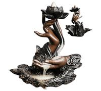 Burner di incenso a cascata, Burner di incenso di riflusso 7.1x3x6.4 Porta della cascata di loto retrò con mano di Buddha, resina decorativa per casa da tè, meditazione