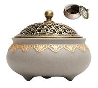 Burner di incenso in ceramica 4x3 pollici rotondo rotondo in porcellana cinese Porta di incenso con coperchio per il soggiorno Meditati