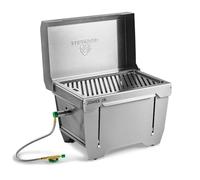 BURNHARD Barbecue a Gas da Campeggio Jones Jr. Barbecue Pieghevole in Acciaio Inox con Coperchio 1 bruciatore 3,2 kW incl. Borsa di Trasporto con Funzione di Zaino e multiutensile