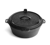 BURNHARD Casseruola in ghisa con coperchio e leva per coperchio 5,6 l, casseruola per cucinare all'aperto, calderone, pentola in ghisa per pane, forno olandese, dutch oven - JOHN