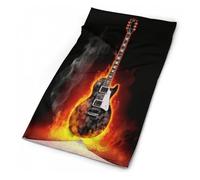 Burning Guitar Printed 26X30Cm Antivento Protezione del Viso Elastico Bandana per Estivo Uomo Outdoor