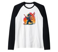Burning Rock Guitar nella Foresta per Gli Amanti degli orsi statunitensi Maglia con Maniche Raglan