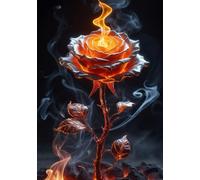 Burning Rose Notebook: Softcover, 240 Grid Pages, Glossy