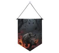 Burning Safari Rhinoceros Banner nero da appendere alla parete con asta telescopica banner per feste per esterni decorazione esterna per Festival e giorno speciale
