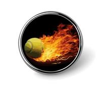 Burning Tennis Immagini Distintivo Rotondo Carino Smalto Spilla Personalizzata Abbigliamento Decorazione Unisex Porta Badge Cappelli Borse Camicie Decor