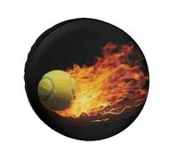 Burning Tennis Pictures Coperture per pneumatici impermeabili anti UV Copertura per pneumatici da 26 pollici per asse singolo per camper camion SUV rimorchio universale per tutte le stagioni