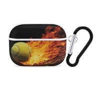 Burning Tennis Pictures - Custodia protettiva per AirPods Pro con anello portachiavi, custodia protettiva rigida per AirPods Pro di seconda generazione, per donne e uomini, facile da aprire